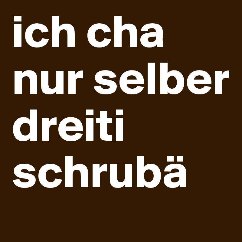 ich cha nur selber dreiti schrubä