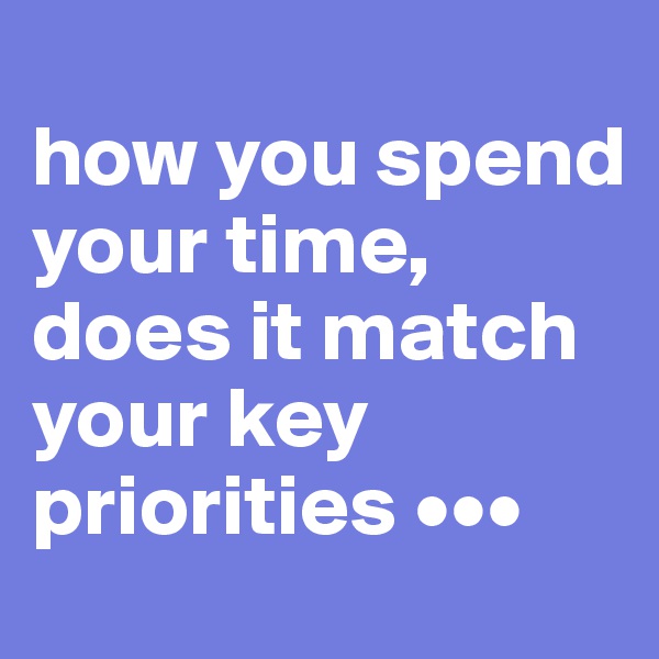 
how you spend your time, does it match your key priorities •••