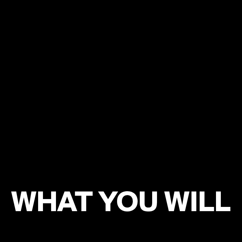 





WHAT YOU WILL