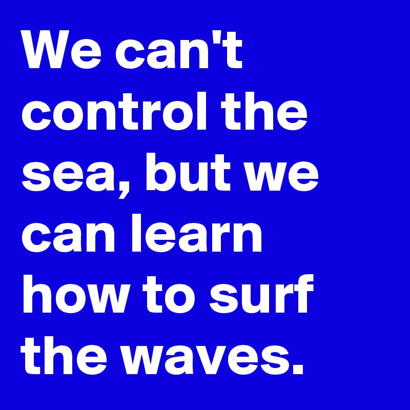 We can't control the sea, but we can learn how to surf the waves. 