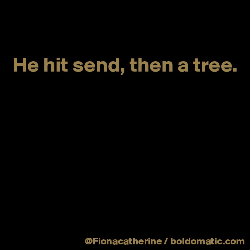 

He hit send, then a tree.






