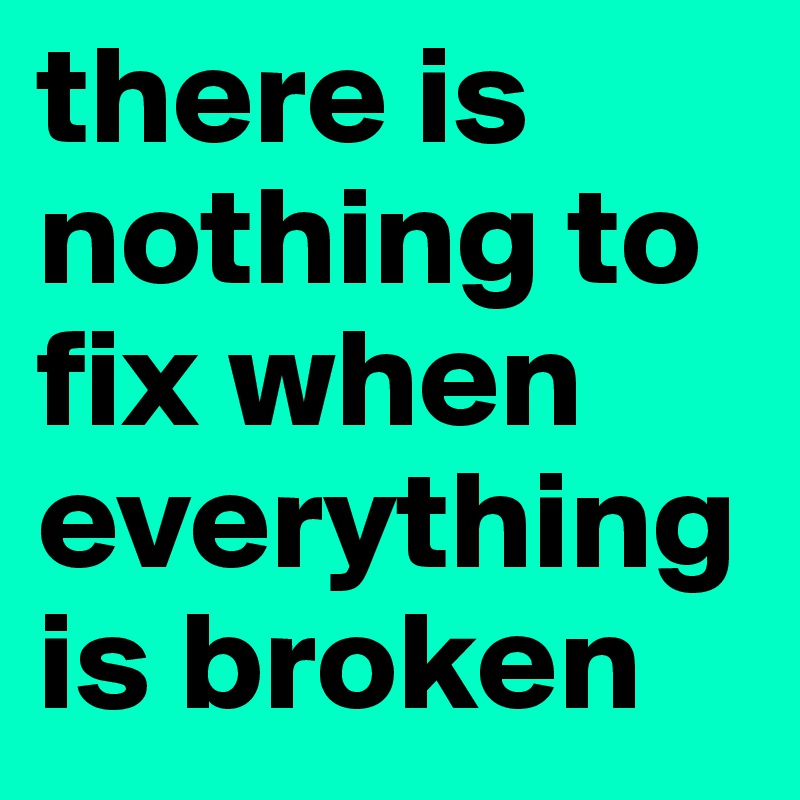 there is nothing to fix when everything is broken 