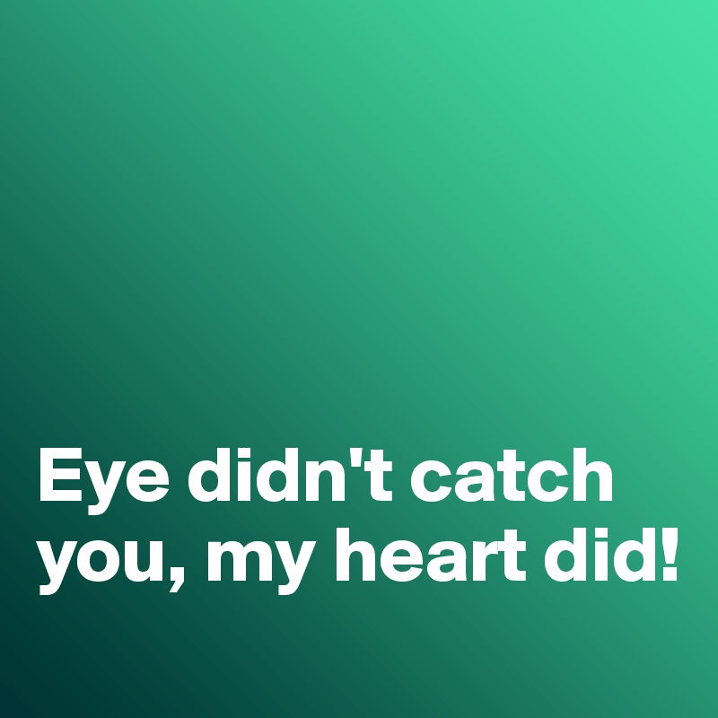 




Eye didn't catch you, my heart did!