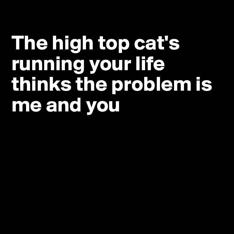
The high top cat's running your life thinks the problem is me and you




