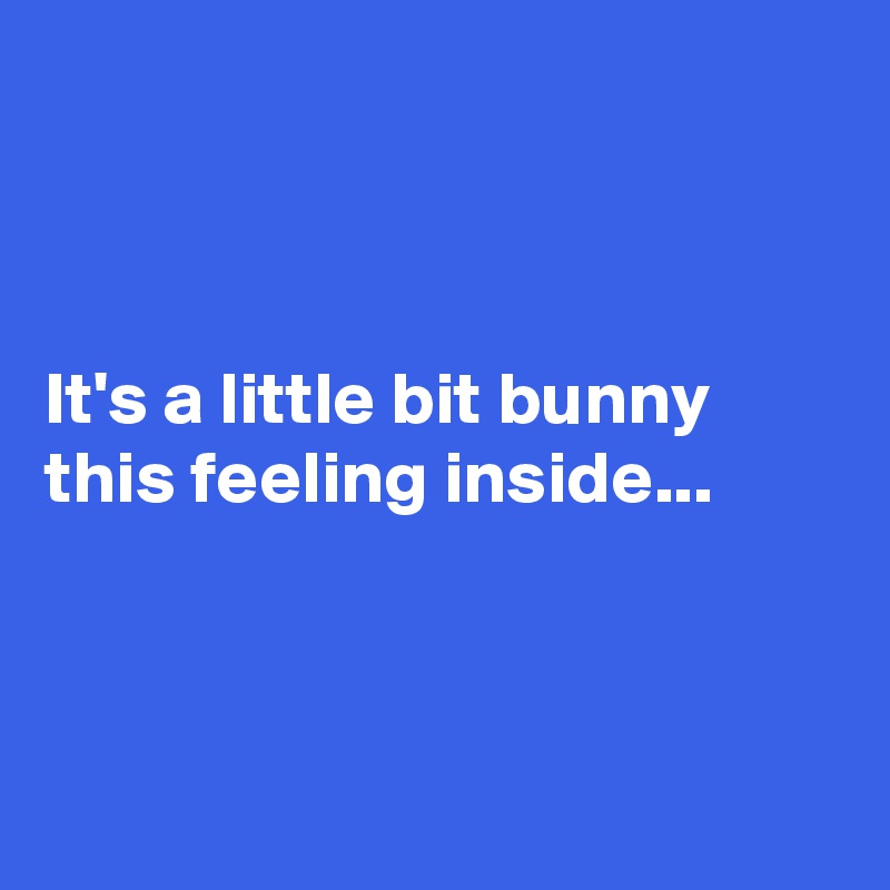 



It's a little bit bunny
this feeling inside...



