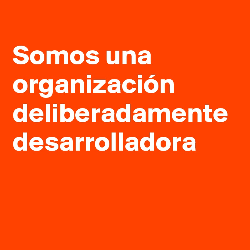 
Somos una organización deliberadamente desarrolladora