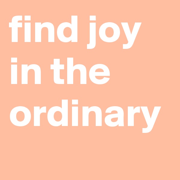find joy in the ordinary