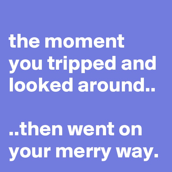 
the moment you tripped and looked around..

..then went on your merry way.