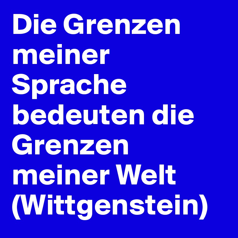 Die Grenzen meiner Sprache bedeuten die Grenzen meiner Welt
(Wittgenstein)