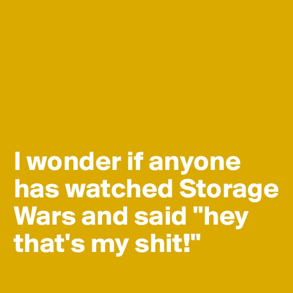 




I wonder if anyone has watched Storage Wars and said "hey that's my shit!"
