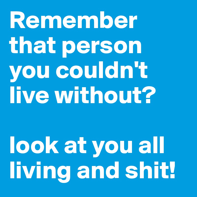 Remember that person you couldn't live without? 

look at you all living and shit!