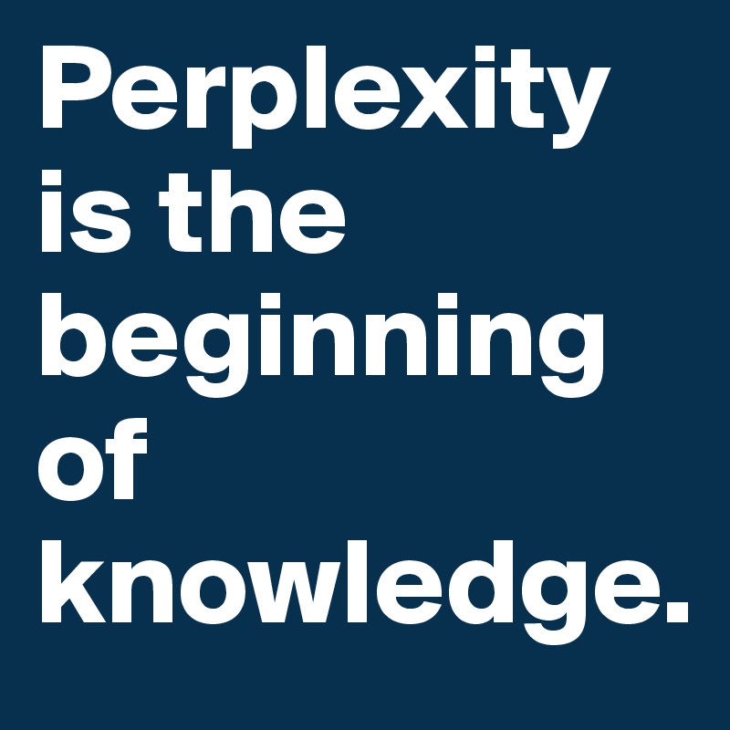Perplexity is the beginning of knowledge.
