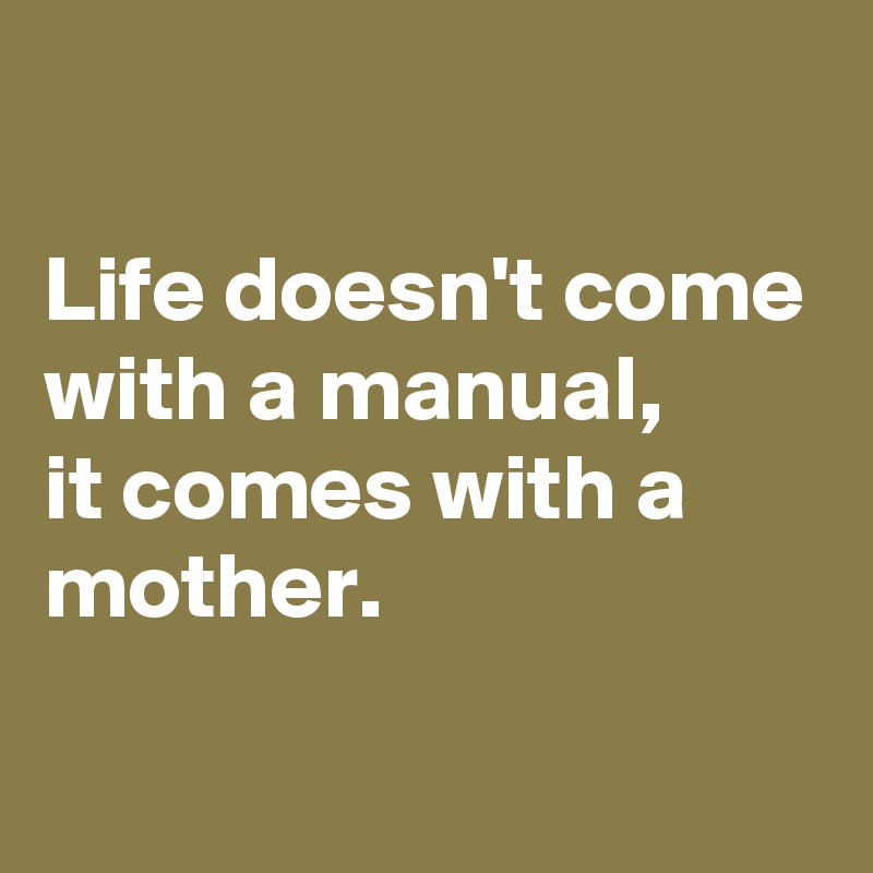 

Life doesn't come with a manual,
it comes with a mother.
