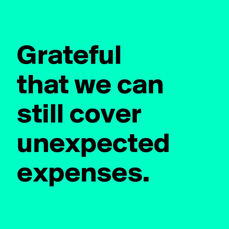 
 Grateful 
 that we can
 still cover
 unexpected
 expenses.
