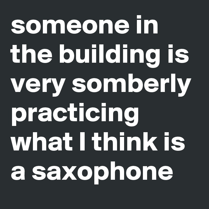 someone in the building is very somberly practicing what I think is a saxophone