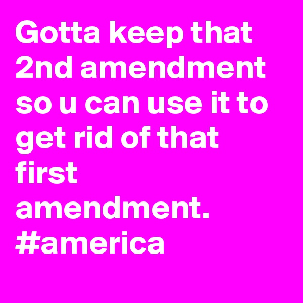 Gotta keep that 2nd amendment so u can use it to get rid of that first amendment. #america