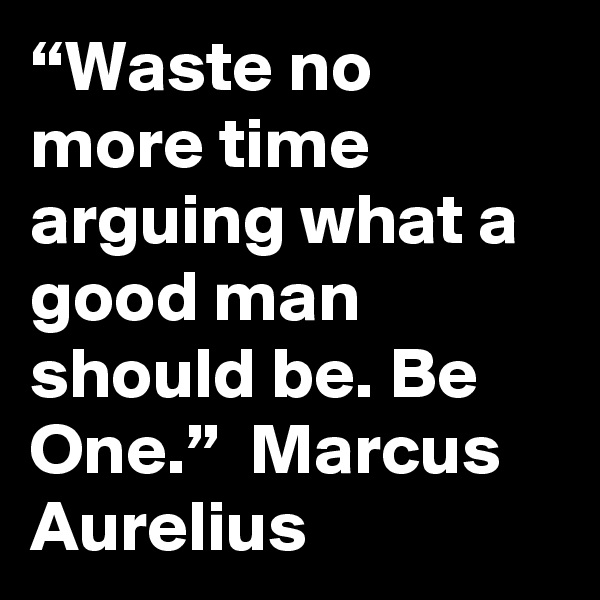 “Waste no more time arguing what a good man should be. Be One.”  Marcus Aurelius