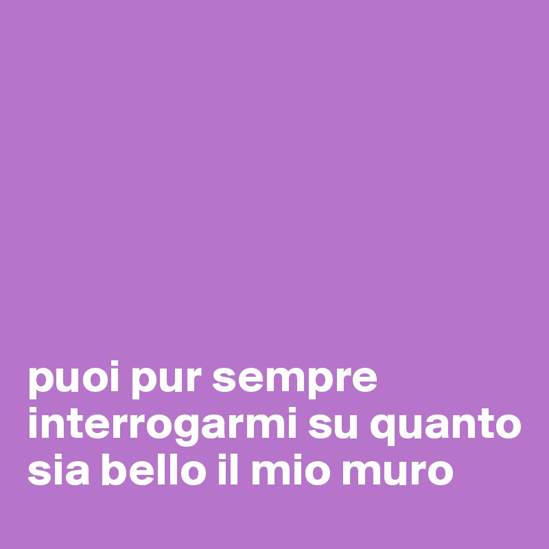 






puoi pur sempre interrogarmi su quanto sia bello il mio muro