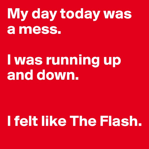 My day today was a mess.

I was running up and down.


I felt like The Flash.