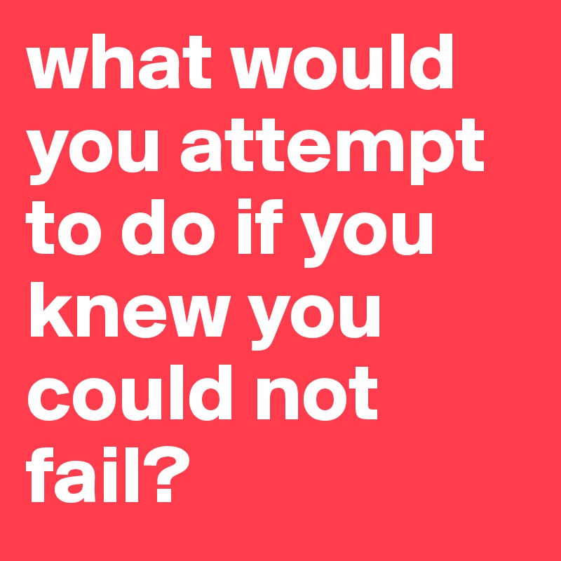 what would you attempt to do if you knew you could not fail?