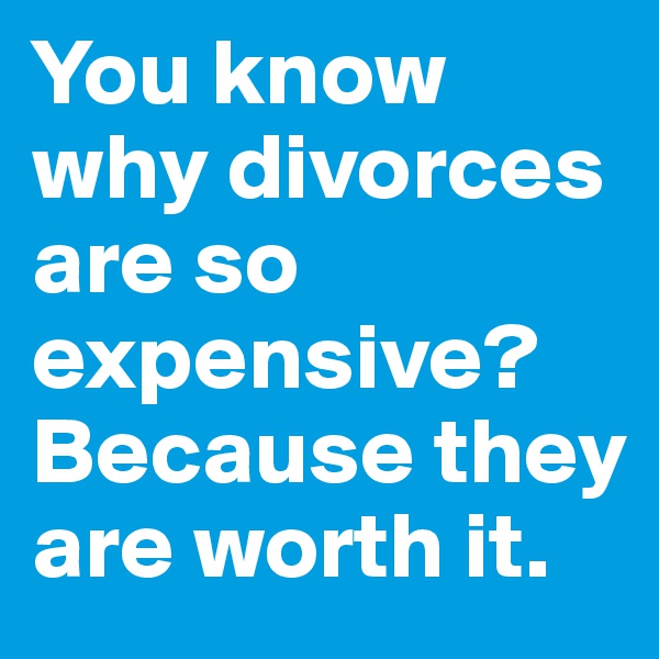 You know why divorces are so expensive? Because they are worth it.