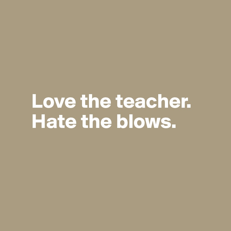 



     Love the teacher.     
     Hate the blows.



