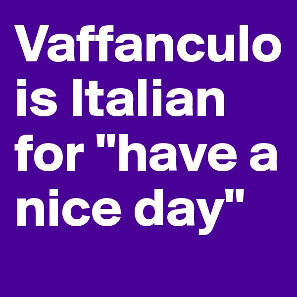 Vaffanculo
is Italian for "have a nice day"