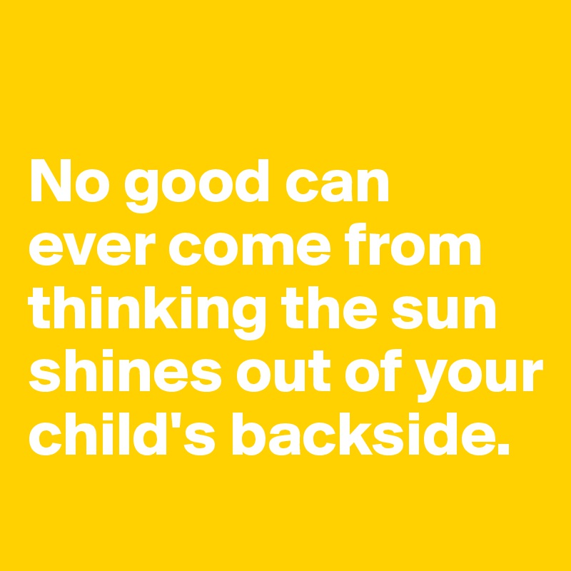 

No good can 
ever come from thinking the sun shines out of your child's backside. 