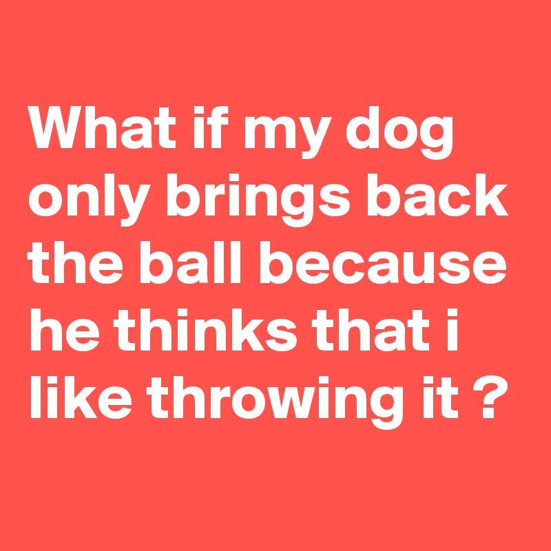 
What if my dog only brings back the ball because he thinks that i like throwing it ? 

