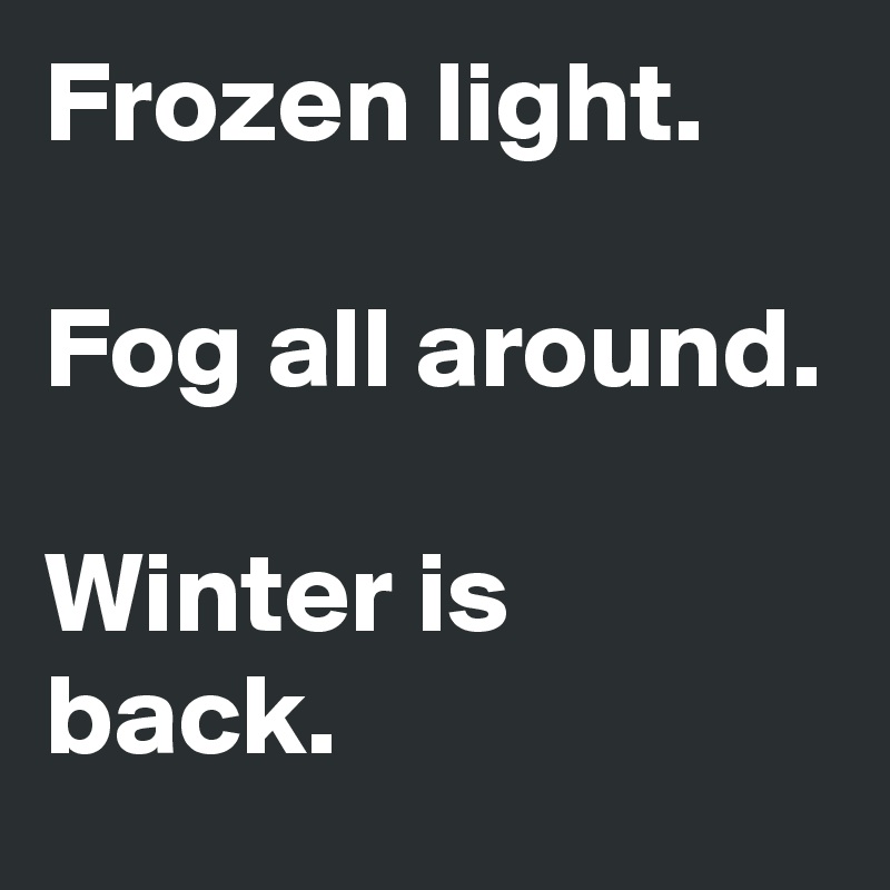 Frozen light.

Fog all around.

Winter is back.