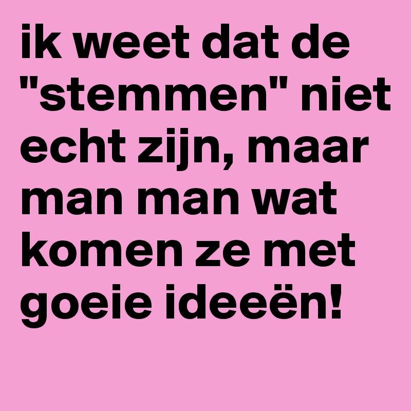 ik weet dat de "stemmen" niet echt zijn, maar man man wat komen ze met goeie ideeën!