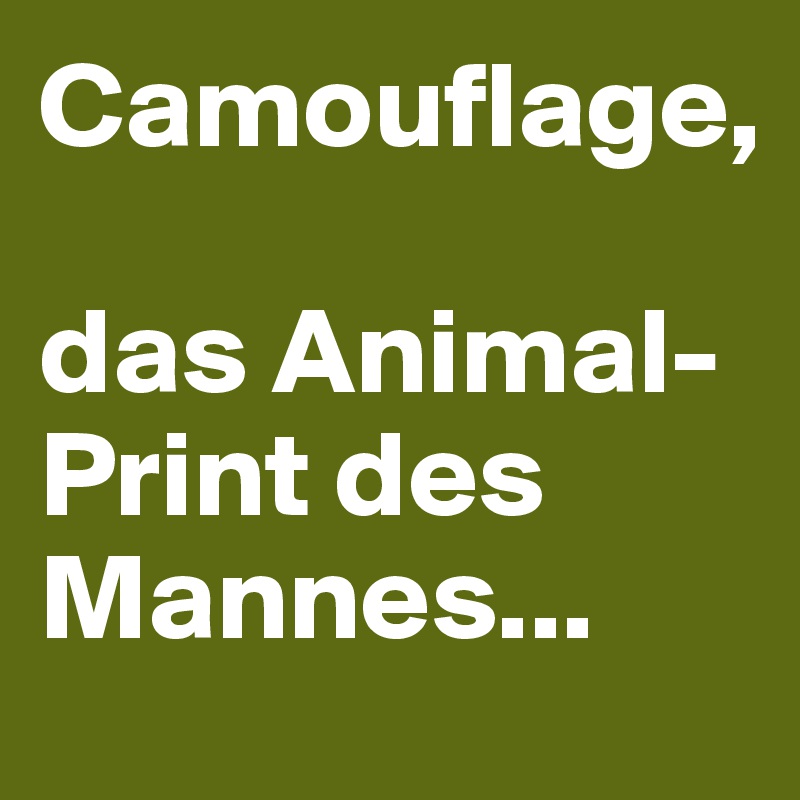 Camouflage,

das Animal-Print des Mannes...