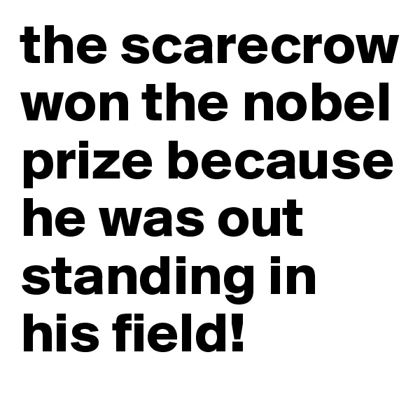 the scarecrow won the nobel prize because he was out standing in his field!