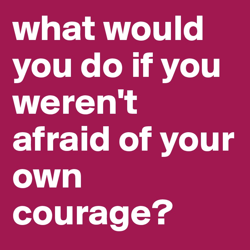 what would you do if you weren't afraid of your own courage?