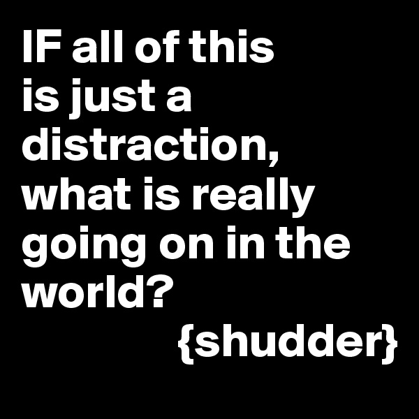 IF all of this 
is just a distraction, what is really going on in the world?
                {shudder}