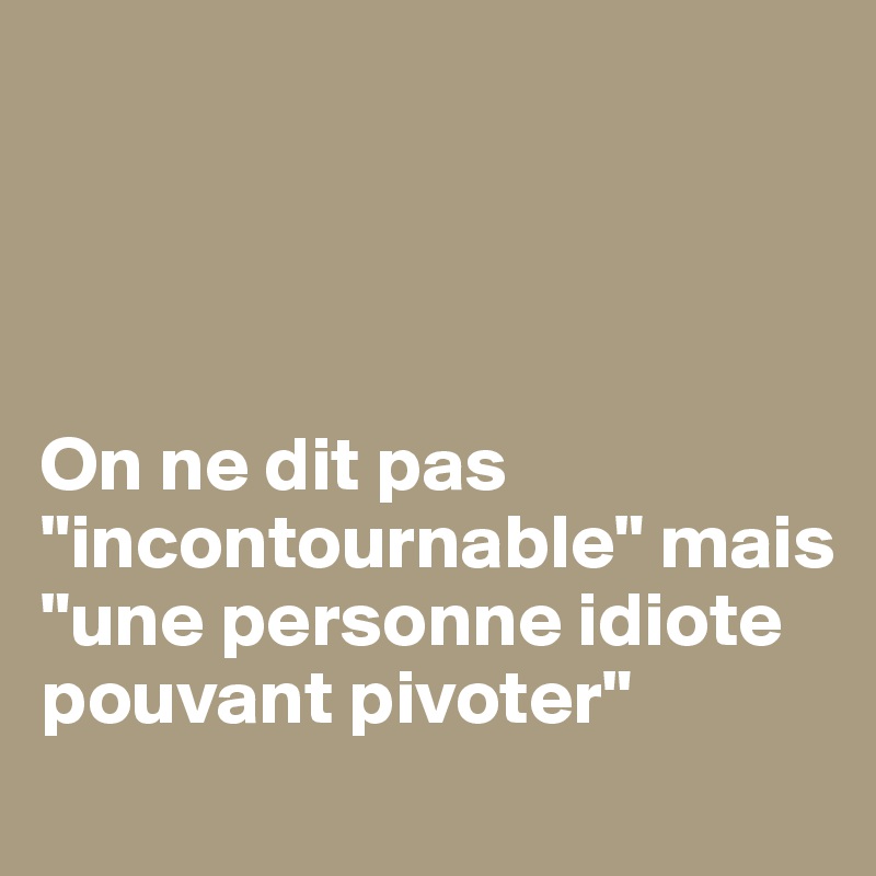 




On ne dit pas "incontournable" mais "une personne idiote pouvant pivoter"
