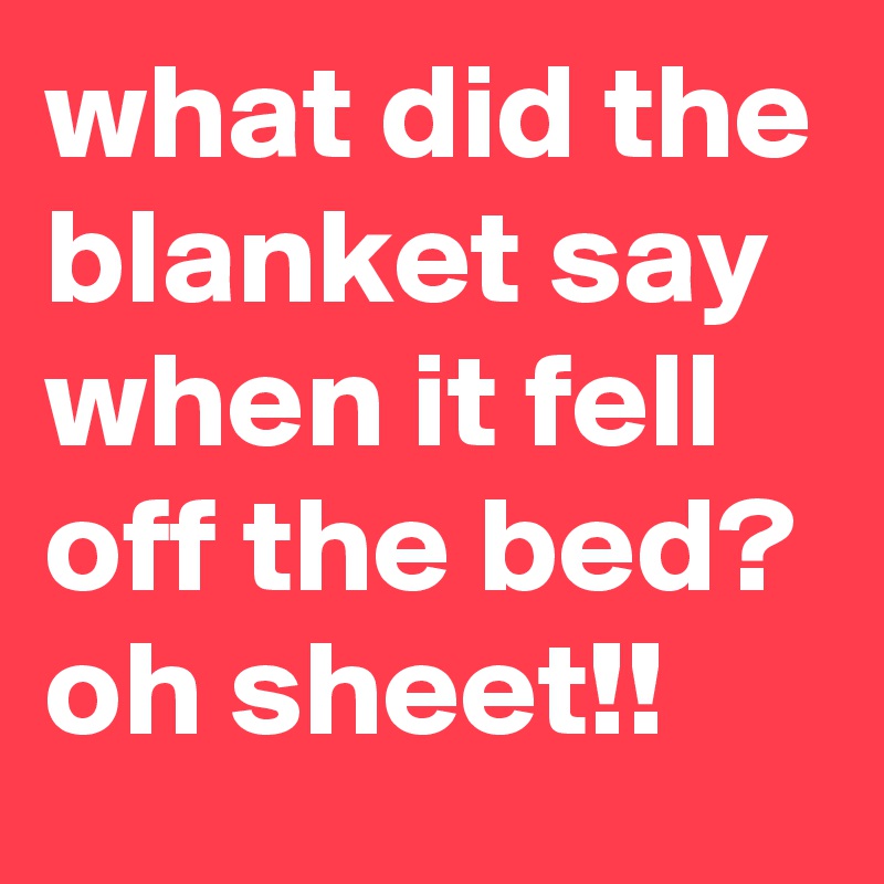 what did the blanket say when it fell off the bed? 
oh sheet!!