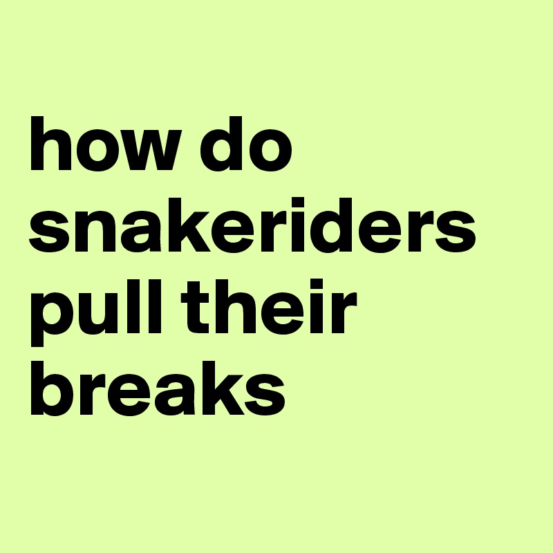 
how do snakeriders pull their breaks
