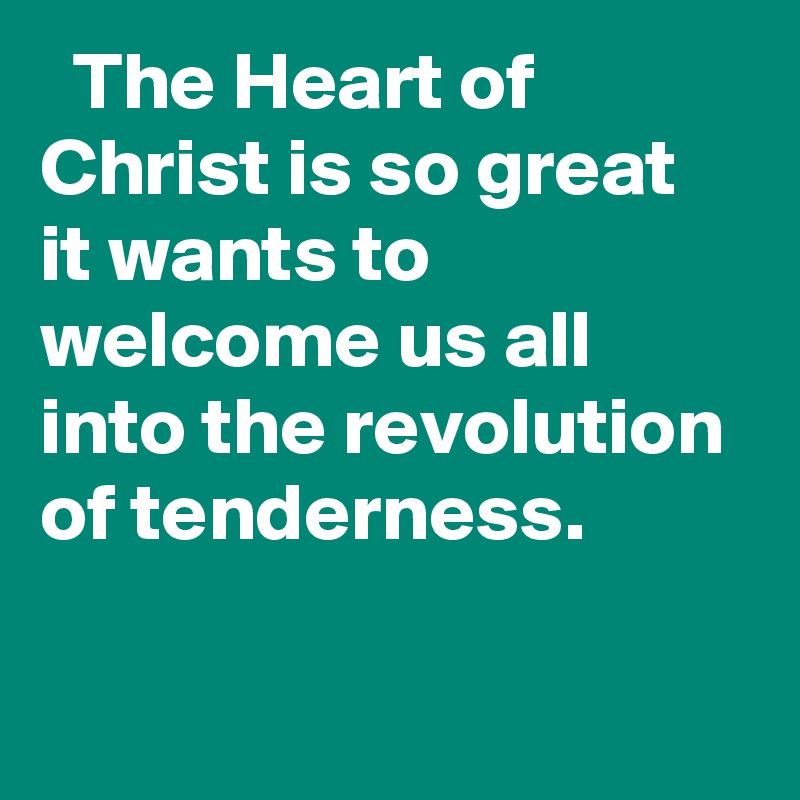   The Heart of Christ is so great it wants to welcome us all into the revolution of tenderness.
