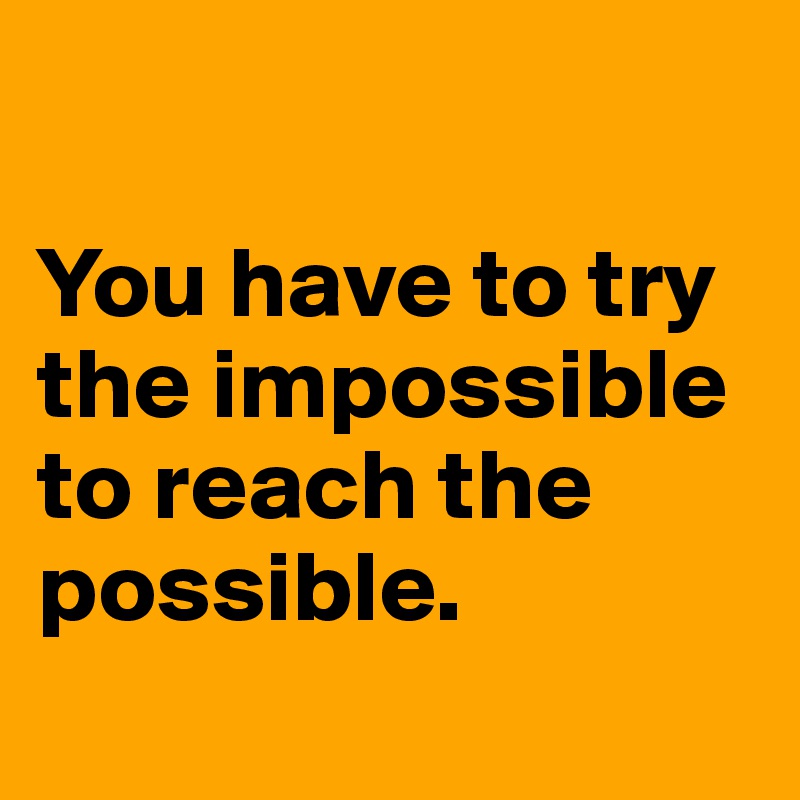 

You have to try the impossible to reach the possible. 
