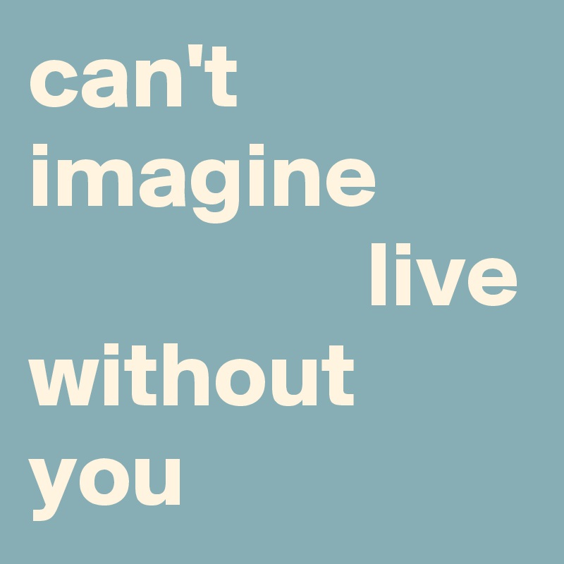 can't imagine                          live without you