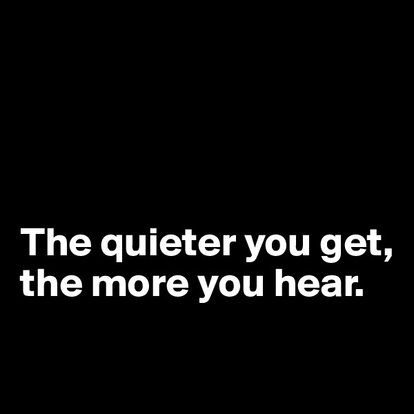 




The quieter you get, the more you hear.
