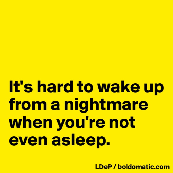 



It's hard to wake up from a nightmare when you're not even asleep. 