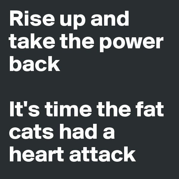 Rise up and take the power back

It's time the fat cats had a heart attack