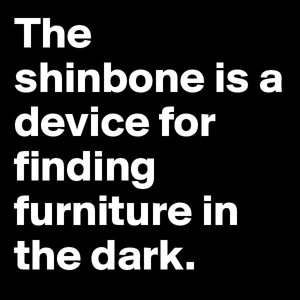 The shinbone is a device for finding furniture in the dark.
