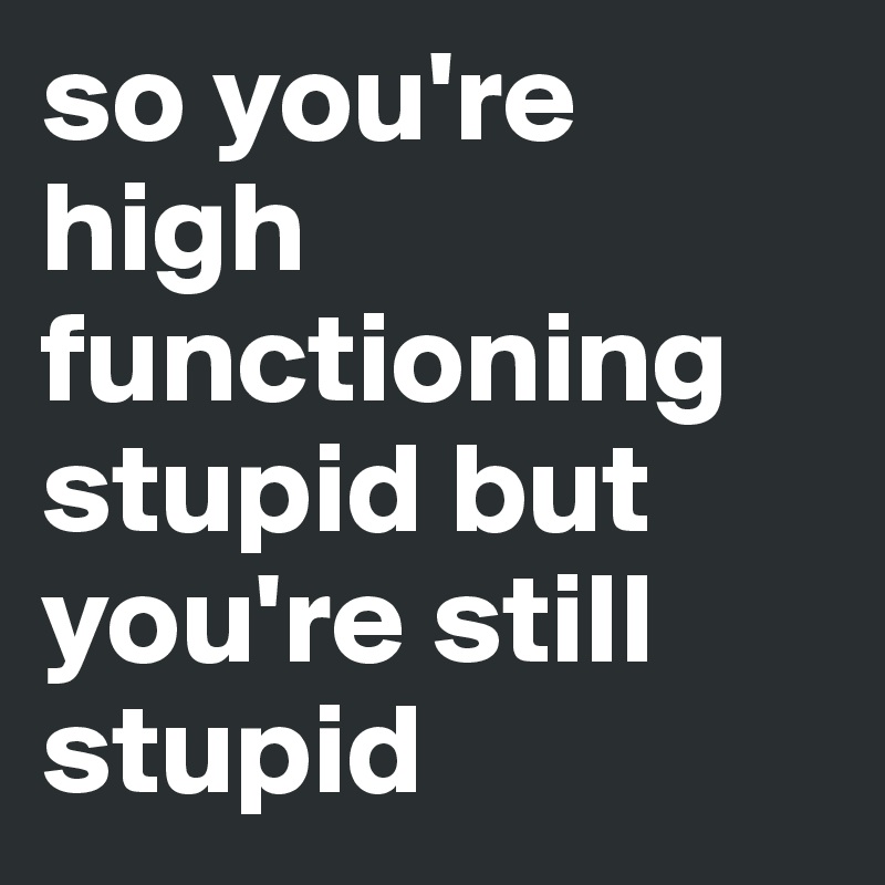so you're high functioning stupid but you're still stupid
