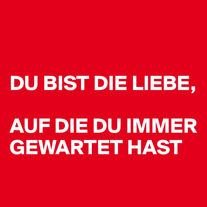 


DU BIST DIE LIEBE, 

AUF DIE DU IMMER GEWARTET HAST
