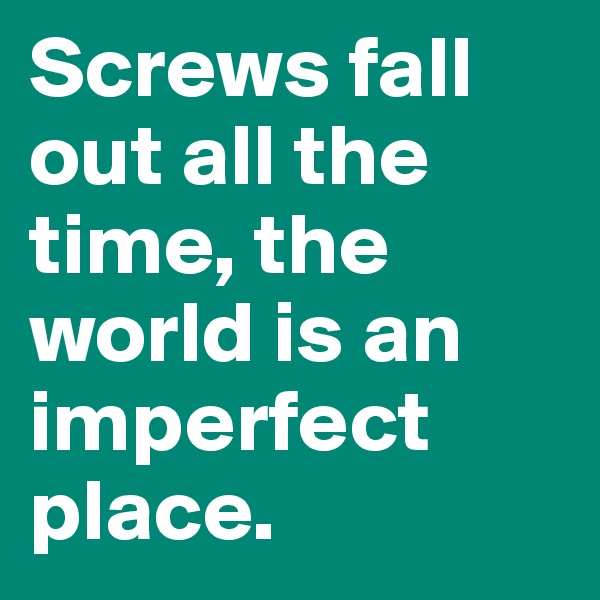 Screws fall out all the time, the world is an imperfect place.