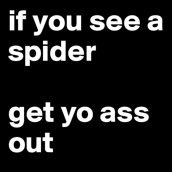 if you see a spider

get yo ass out