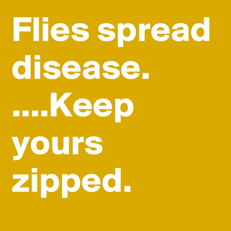 Flies spread disease.  ....Keep yours zipped. 